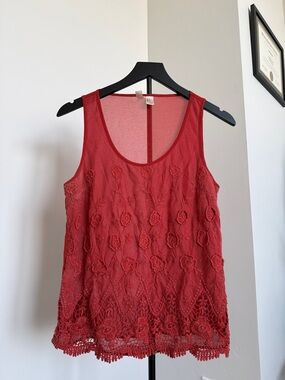 Forever 21 Rust Floral Lace Tank Top